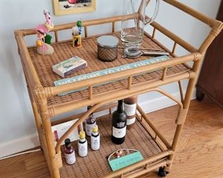 Bamboo Rattan Bar /Tea Cart 