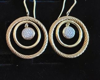 David Yurman 18k gold and diamond dangle earrings