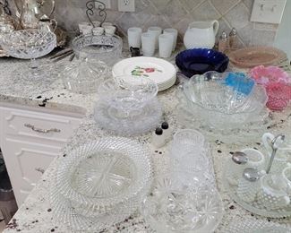 Vintage glassware including hobnail 