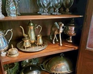 Silver plated items and glassware 