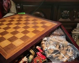 Chess table with chess pieces 