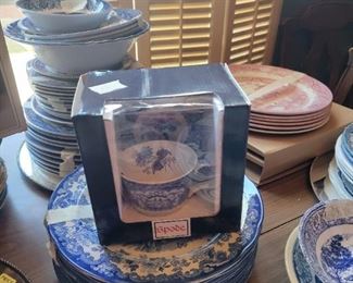 All styles of blue and white China. Blue willow, spode and Johnson bros 