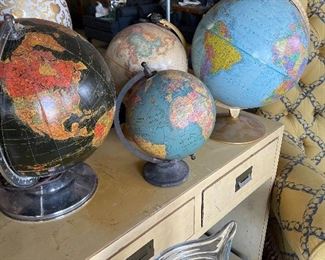 Many vintage globes