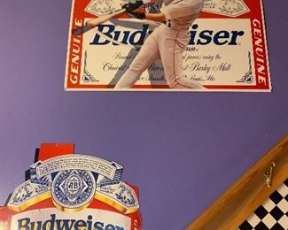 Metal Budweiser baseball sign