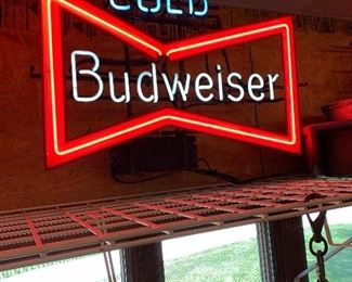Large neon Budweiser sign