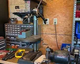16 speed 20 MM drill press and 6 inch bench grinder a third hp