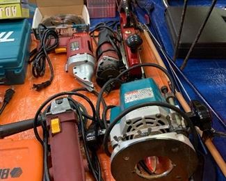 Router, straight line air sander, swivel head shear, Chicago high speed electric cut off tool