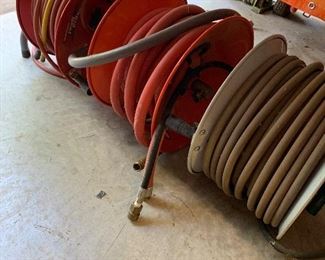 Several reels of air hoses