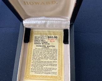 Howard pocket watch original box with warranty info 
