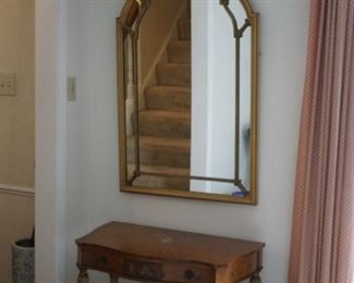 French hand decorated console and mirror