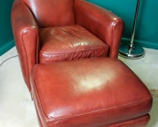 French style Leather Chair & Ottomon