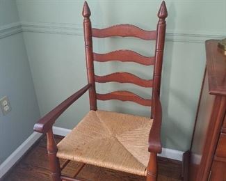 Vintage Henkle Harris Style Cherry Ladder Back Chairs (8 total, 2 are arm chairs) 