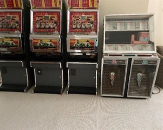 Antique slot machines and music player