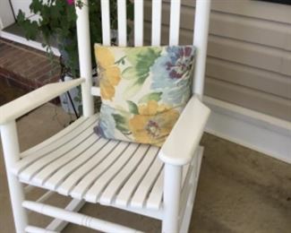 Front Porch - white wooden rocker  (1 of 3) - ALL 3 ROCKERS SOLD - pillow still available