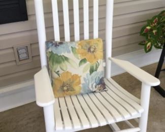 Front Porch -  White wood rocker (2 of 3) SOLD