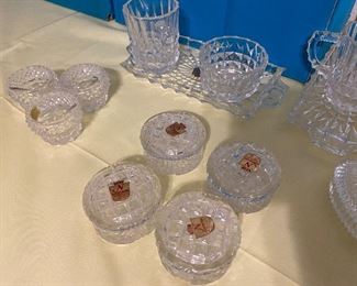 Close up of salt cellars with lids