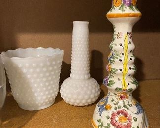 Milk glass & bud vase
