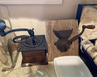 Coffee mill - part of coffee mill on wood