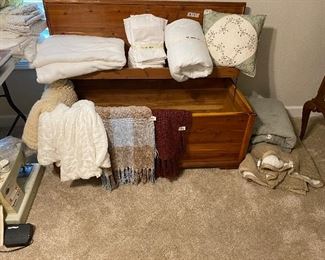 Linens, throws, blankets - cedar chest