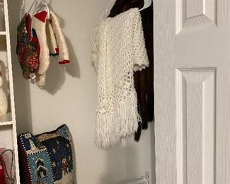 Christmas closet in bedroom - wrap & coat 