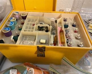 Sewing chest & contents