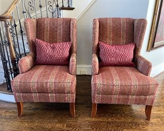 pair of matching wing back chairs by Fairfield