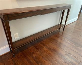 Long narrow console table 6’4” by 10” deep.