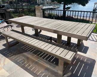 picnic table 106” by 30” with 2 benches 