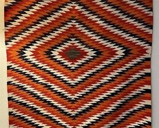 48x72 Inch Antique Early Transitional Eyedazzler Weaving Wool Navajo Yei Rug Circa 1880