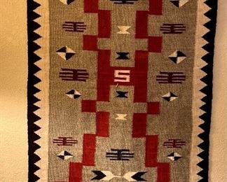 Authentic Vintage Navajo Weaving Wool Storm Rug By May Sheep 29x49 Inch With Tag