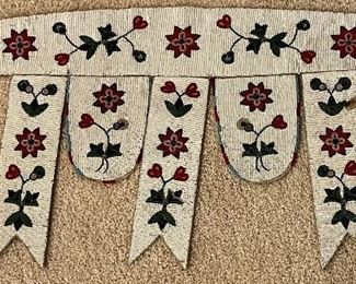 Plains Indian Ceremonial Hand Beaded Seed Bead 35x18 Inch Belt/sash