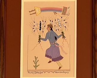 Harrison Begay Original Acrylic Painting Girl" Feather Dancer "with COA In Frame 