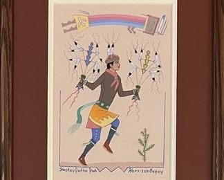Harrison Begay Original Acrylic Painting " Boy Feather Dancer " With COA