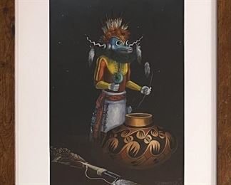 Navajo Artist Robert Yellowhair Kachina Print In Frame