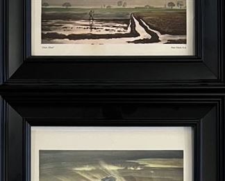 (2) Small Peter Hurd Prints In Frame - Dust Haz And The Red Pickup