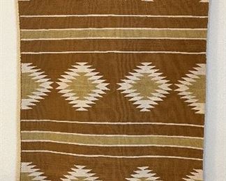 Vintage Hand Woven Wool Shingle Style 34x66 Inch Navajo Rug With Wood Hanger