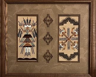 (2) 4x8 Inch Authentic Navajo Sand Painting By Bert In Frame