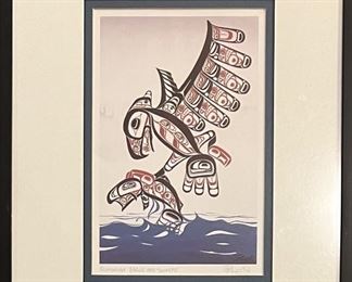 William Herbert Helin Tsimshian Eagle And Sockeye Signed Print In Frame