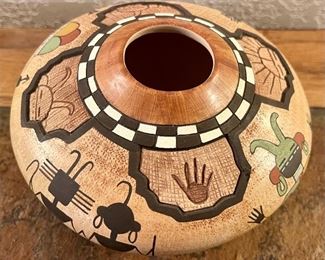 Lawrence Namoki Hopi Native American Pot Hopi II Pot - Hand Coiled Hand Painted 