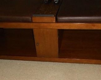 Nautica coffee table with brown leather top and two end tables $395 