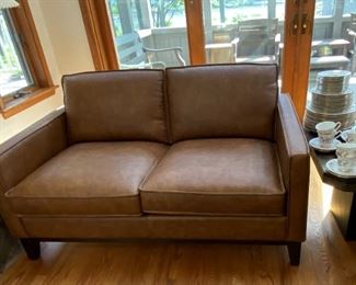 Leather Brown Loveseat,