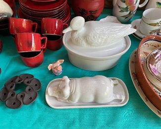 Pig Butter Dish, Duck Casserole Dish