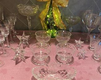 Waterford Glasses/Bowls, Crystal Star Candlesticks