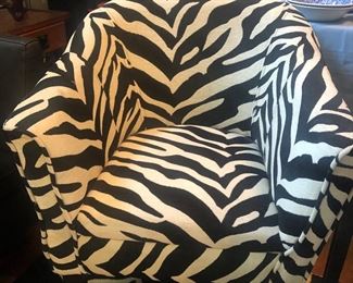 1 of 2 zebra club chairs - excellent condition