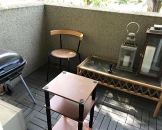 Lanterns, BBQ, tables, chair