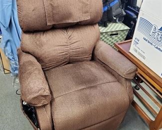 Brown fabric lift chair - massage/heat - like new