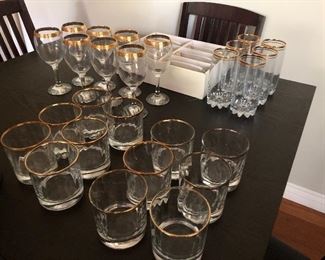 Gold rim glassware
