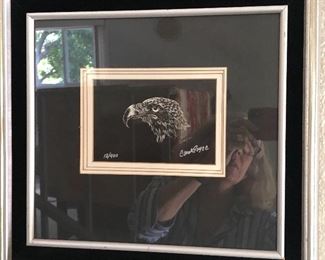 Signed eagle lithograph