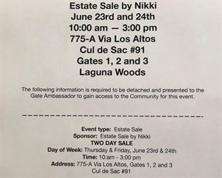 LAGUNA WOODS GATE CLEARANCE FORM. If you are a non-resident of Laguna Woods you must download and present this form at the gate to enter.
