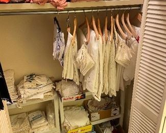 Antique linens, table cloths, handkerchiefs, doilies, etc.
